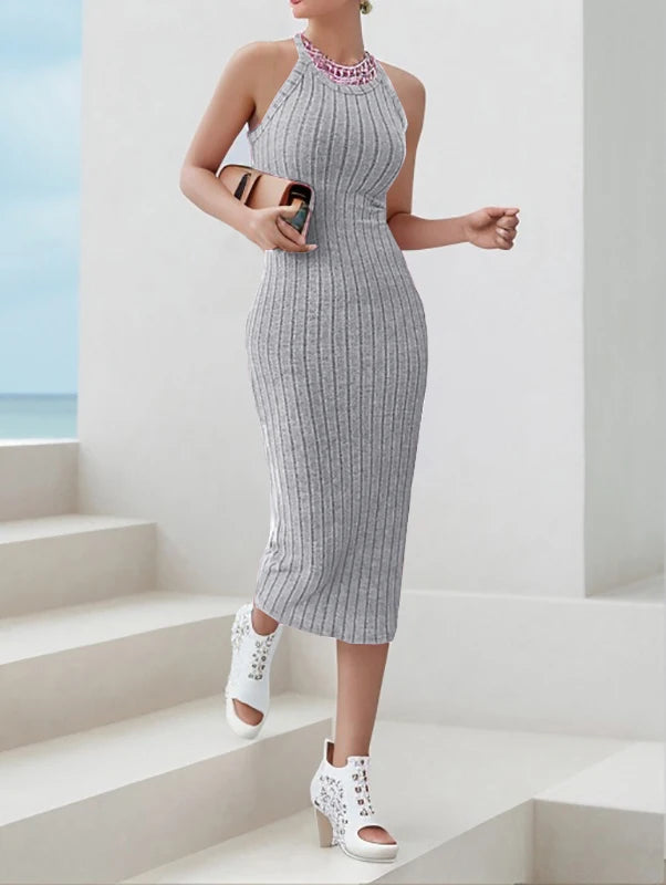 Variant image for Damen Midi Kleid Halbhals Weste Slim Fit Sommerkleid Atmungsaktiv S-XL-2