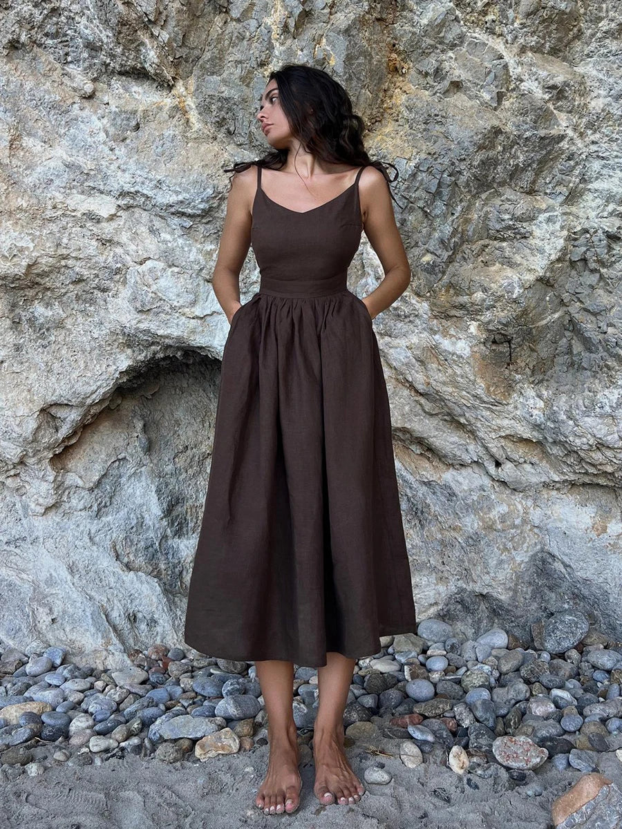 CLARA – Elegantes Luxuriöses Sommerkleid aus Baumwolle