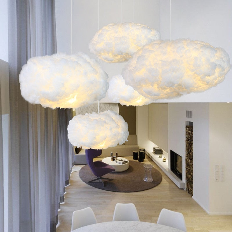 Wolkenbeleuchtung aus Baumwolle - Diffuser Lichtkranz für Gemütliche Räume, 50 cm, Modernes Design, Warmes Licht-1