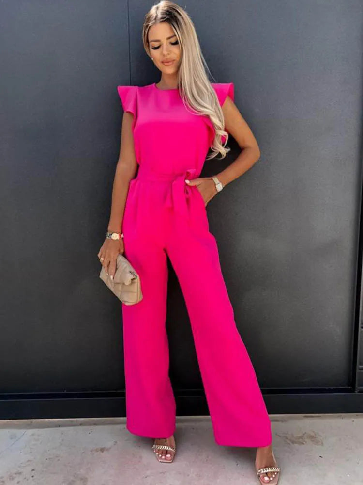 IVANA – Luxuriöser Jumpsuit mit Schleife und V-Ausschnitt