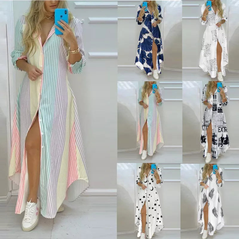 MIA – Bedrucktes Strand-Maxikleid mit V-Ausschnitt