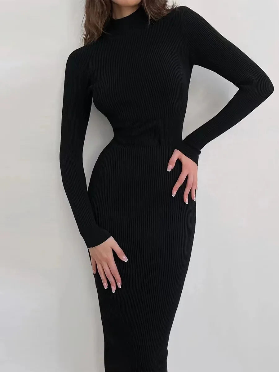 Variant image for Damen Kleid Rollkragen Schwarz Größe M Polyester Bodycon-4