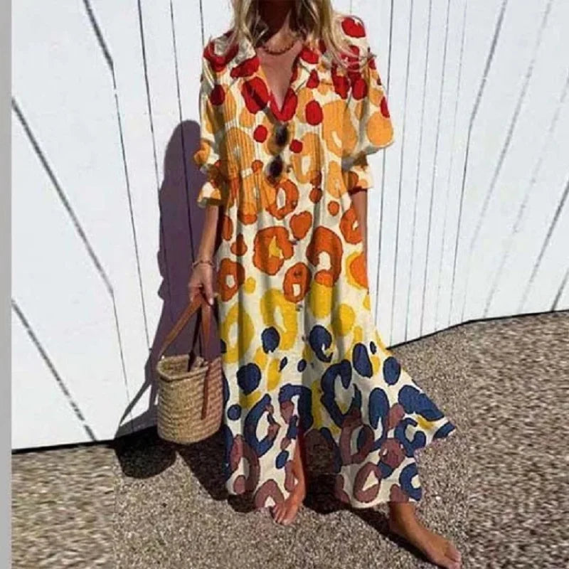 SERENITY – Boho Sommerkleid mit V-Ausschnitt und Ärmeln