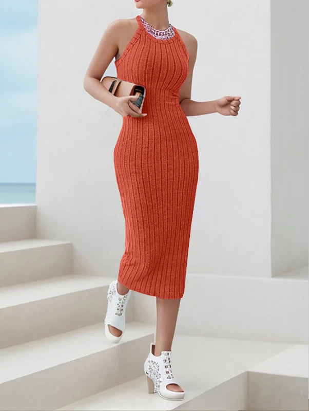 Variant image for Damen Midi Kleid Halbhals Weste Slim Fit Sommerkleid Atmungsaktiv S-XL-27