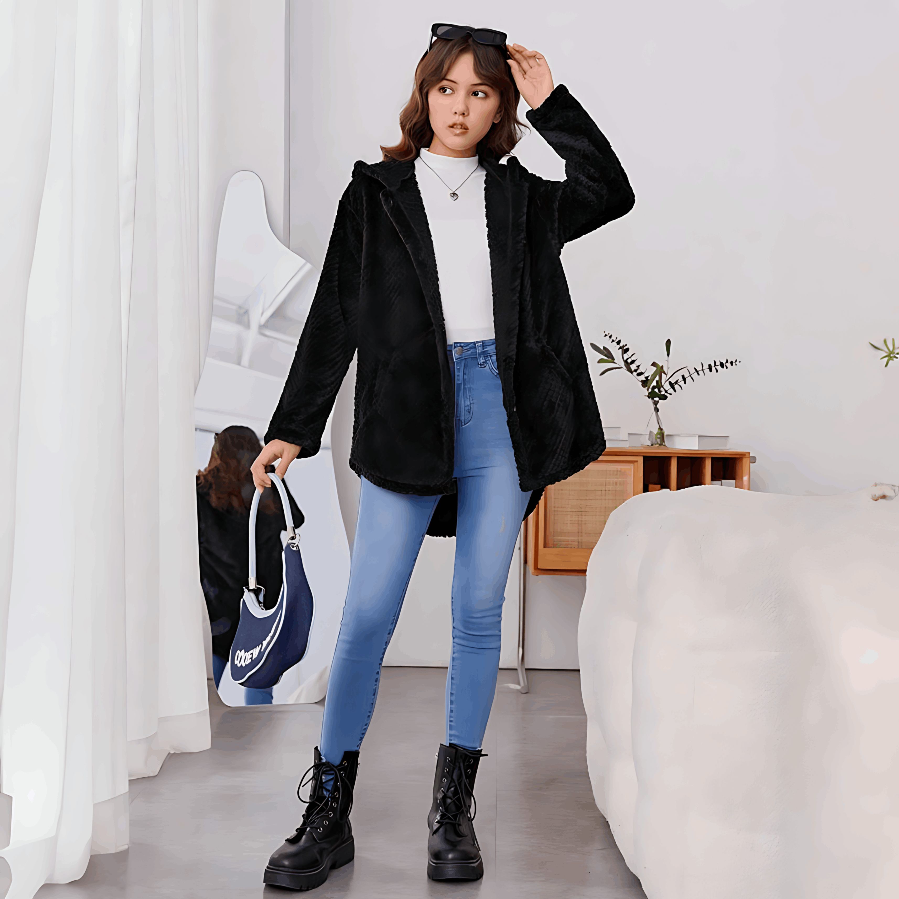 Arendal – Fleece-Strickjacke mit Kapuze