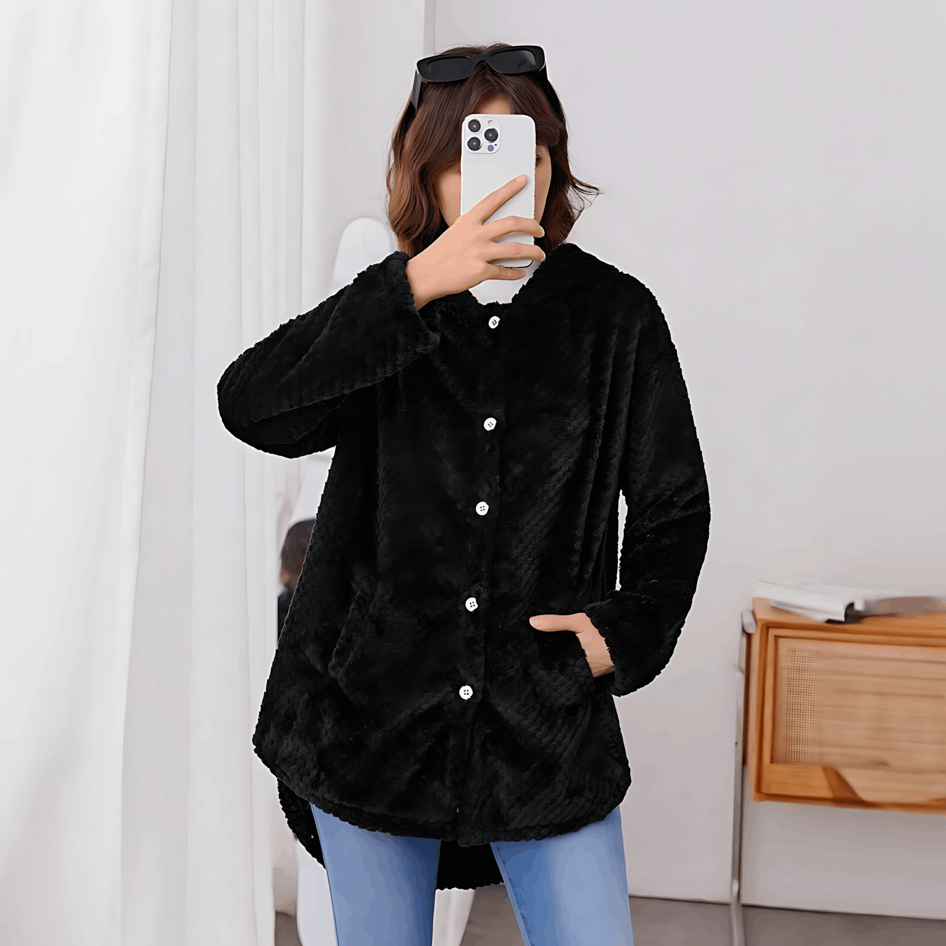 Arendal – Fleece-Strickjacke mit Kapuze