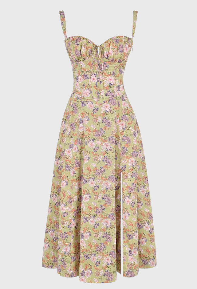 AVERY – Midi Bustier Kleid mit Corsage und Trägern