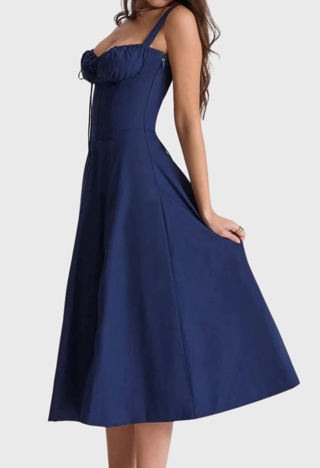 AVERY – Midi Bustier Kleid mit Corsage und Trägern