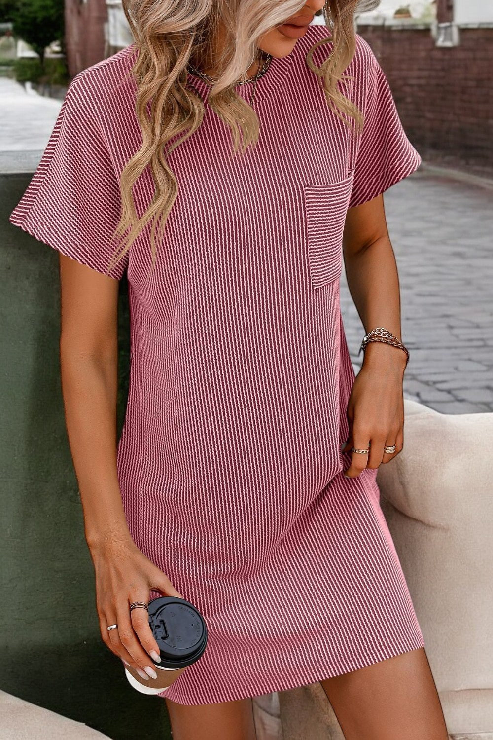 SUNNY STRIPES – Rippkleid mit Mini-Länge und Streifenmuster