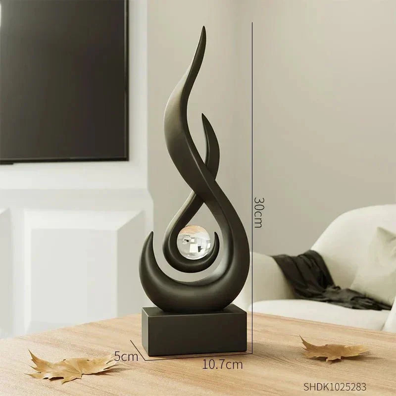 Abstrakte Keramik-Flammskulptur für kreative Inneneinrichtung - 30 x 10,7 cm, Lebendige Farbtöne, Modernes Design-1