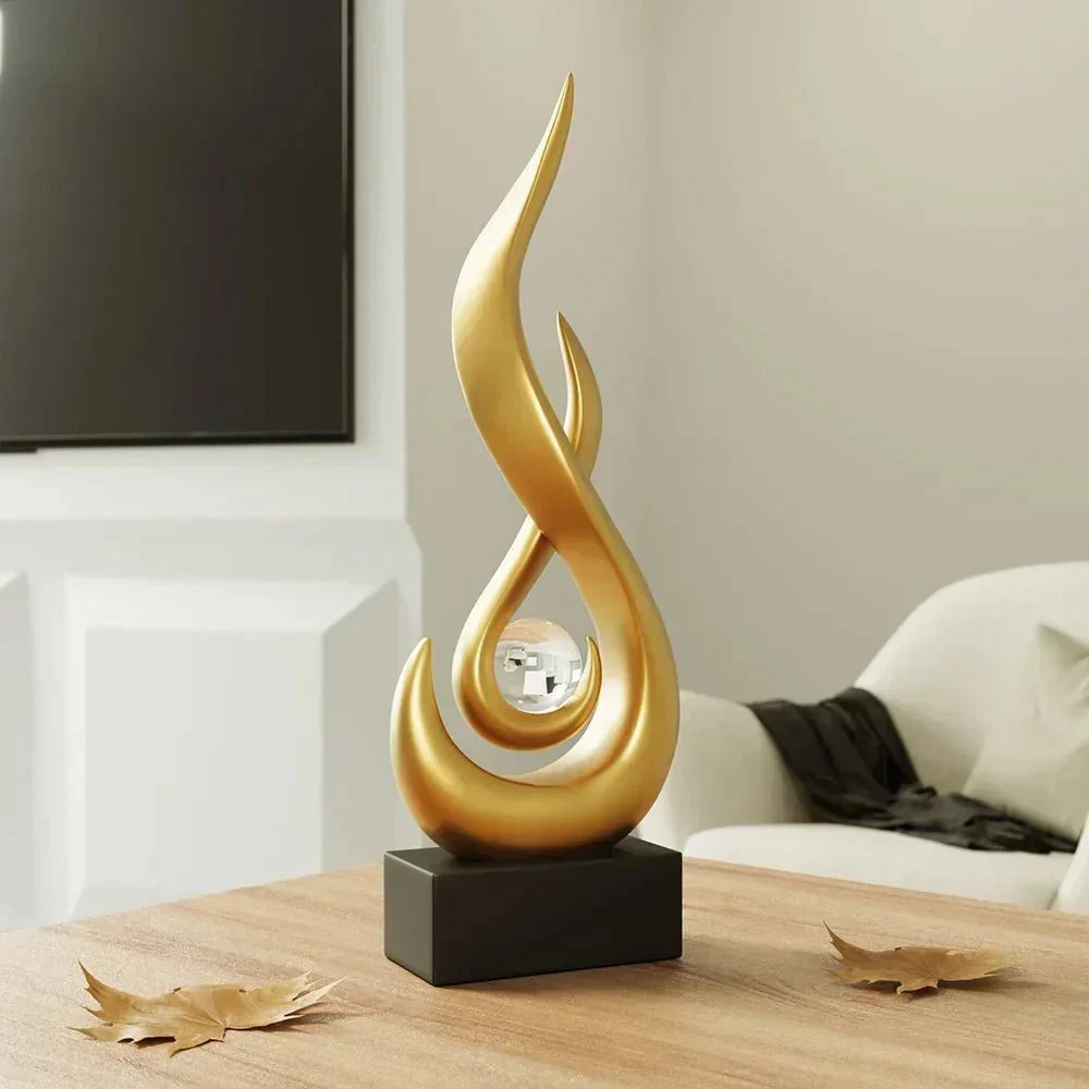 Abstrakte Keramik-Flammskulptur für kreative Inneneinrichtung - 30 x 10,7 cm, Lebendige Farbtöne, Modernes Design-4