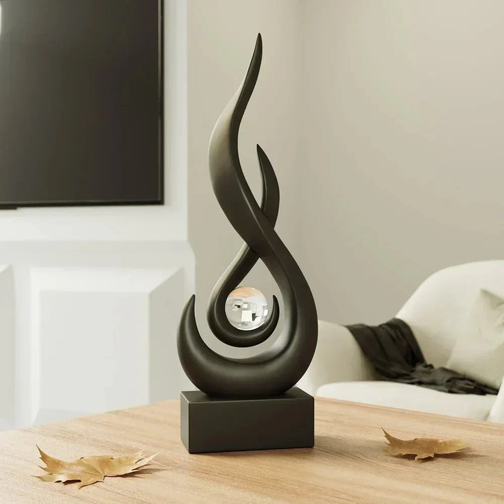 Abstrakte Keramik-Flammskulptur für kreative Inneneinrichtung - 30 x 10,7 cm, Lebendige Farbtöne, Modernes Design-2