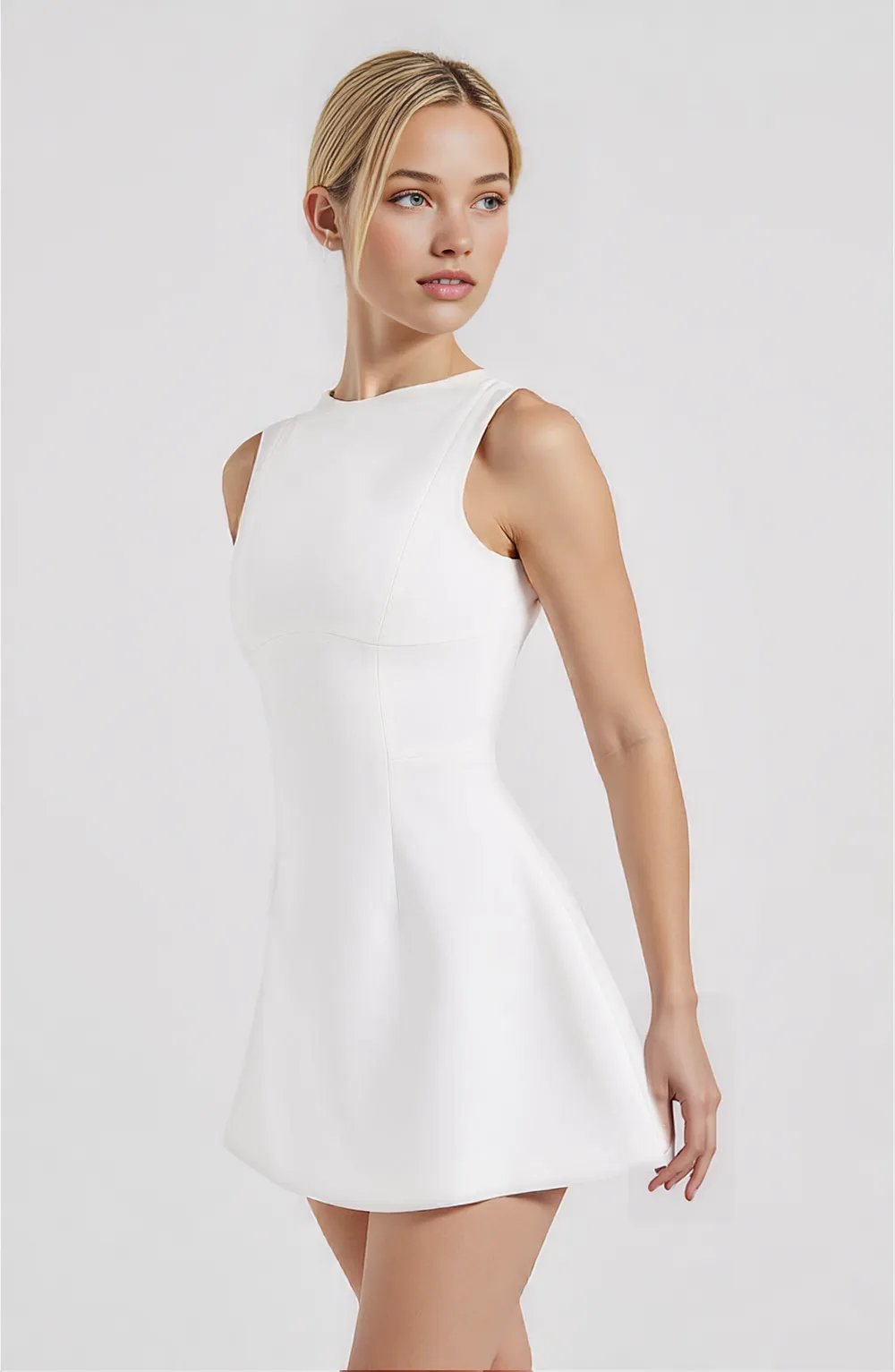 Damen Sommerkleid Rückenlos A-Linie Blasenrock aus Premium Kreppstoff Ärmelos für Gartenpartys und Sommerabende-6