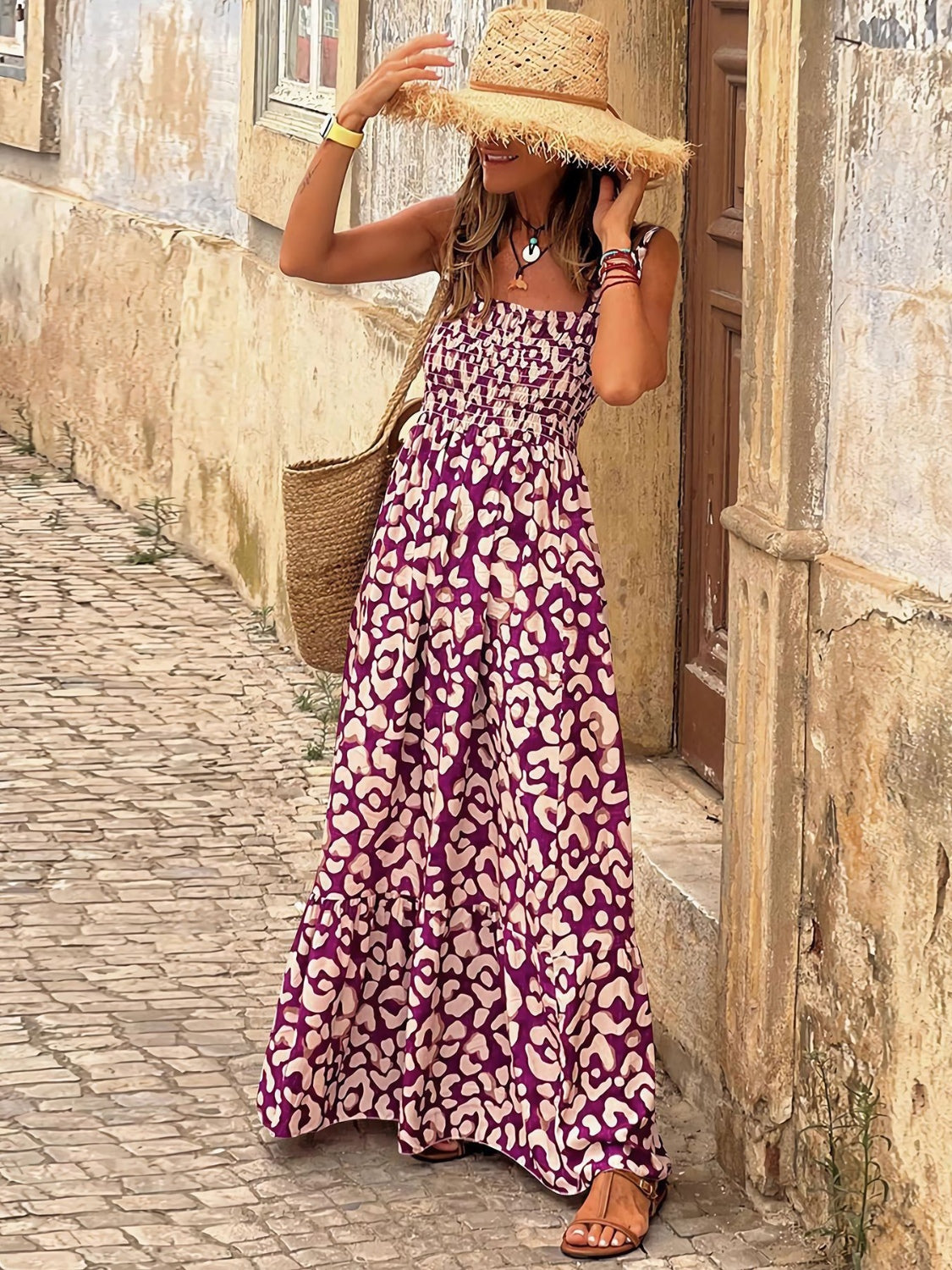 SUNNY DAYS – Smocked Ärmelloses Sommerkleid für Damen