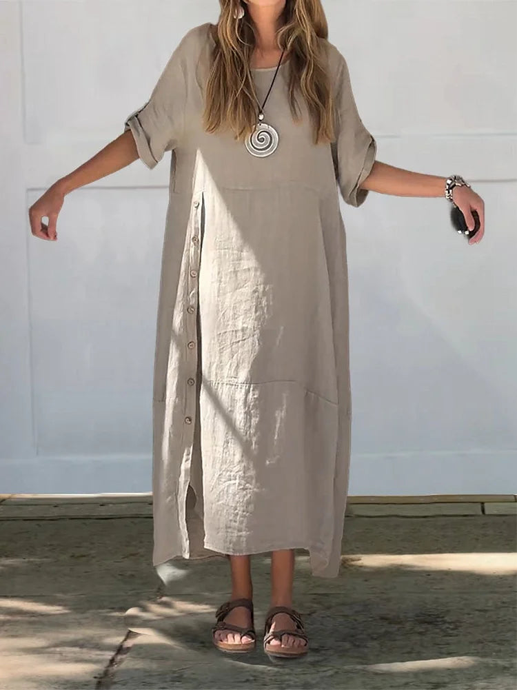 ELLA – Lässiges Ärmelloses Maxikleid aus Baumwolle