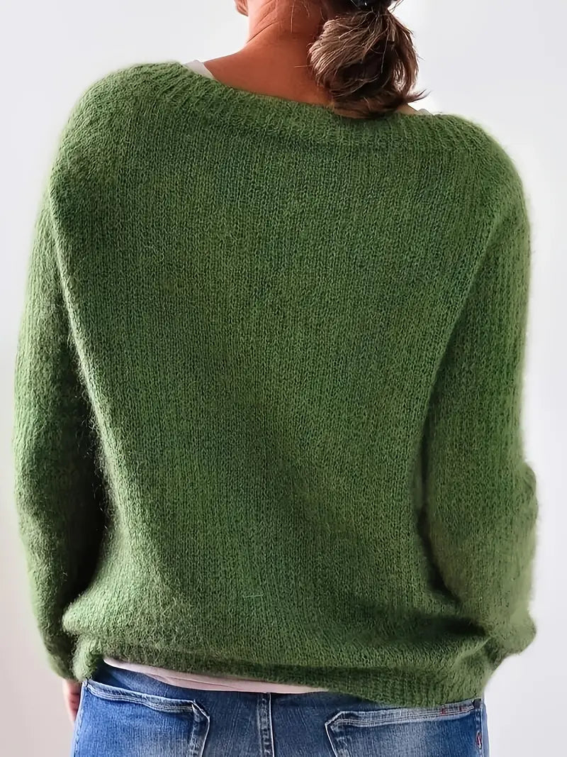 Cosy Moments - Weicher warmer Pullover in Grün für Damen