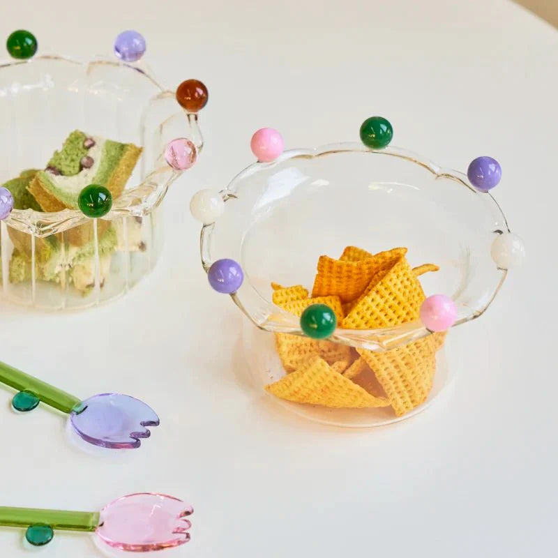 Bunte Kronenförmige Dessertschale aus Umweltfreundlichem Glas - 12,5 cm Durchmesser, Vielseitig für Desserts, Salate und Snacks-3