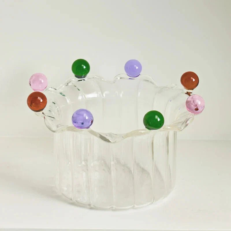 Bunte Kronenförmige Dessertschale aus Umweltfreundlichem Glas - 12,5 cm Durchmesser, Vielseitig für Desserts, Salate und Snacks-1