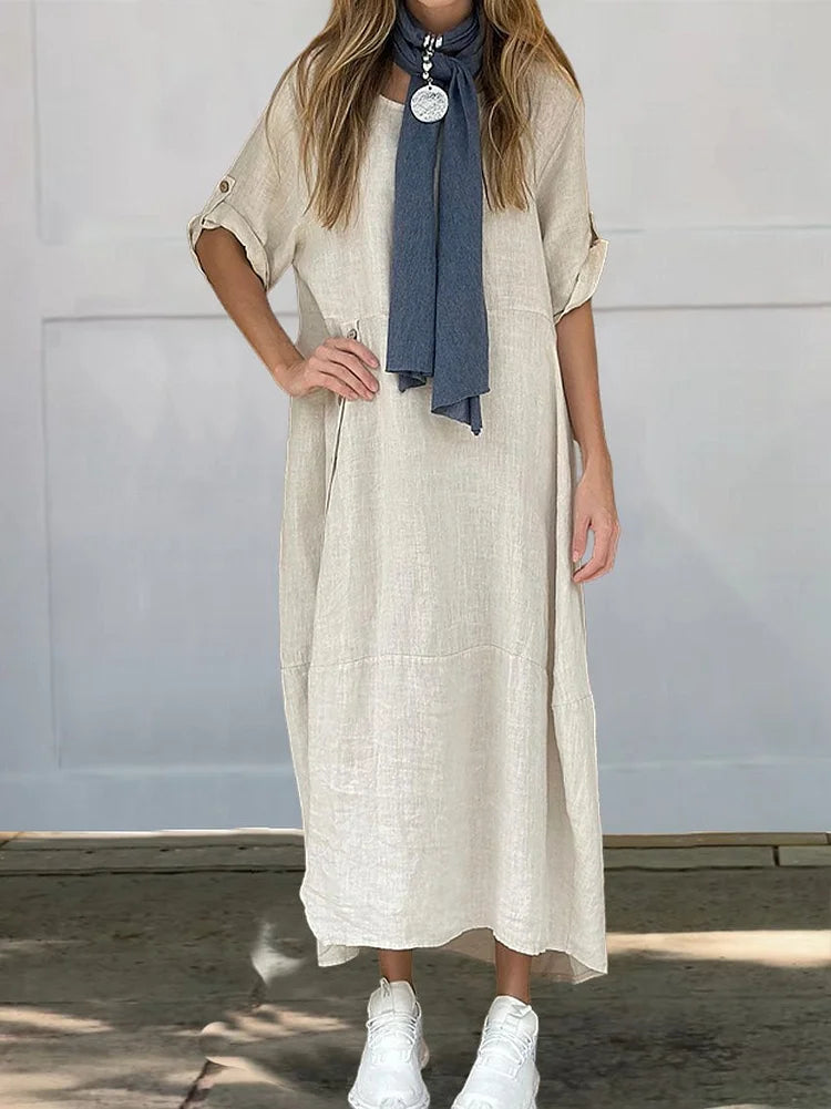 ELLA – Lässiges Ärmelloses Maxikleid aus Baumwolle