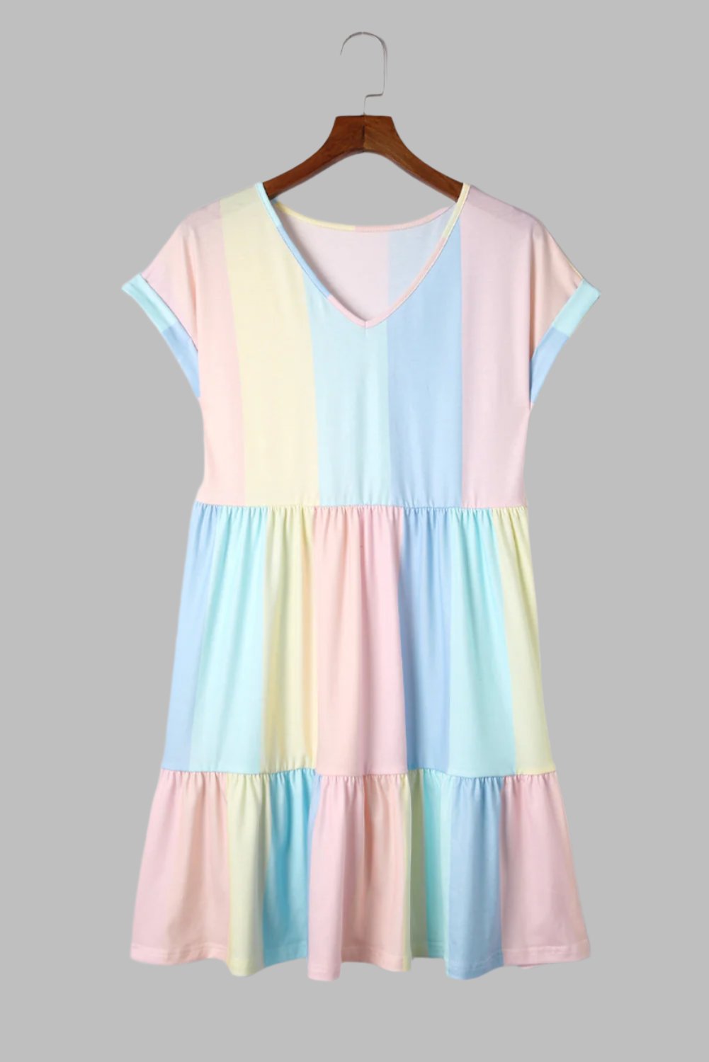 SUNNY VIBES – Farbblock Mini Kleid mit V-Ausschnitt