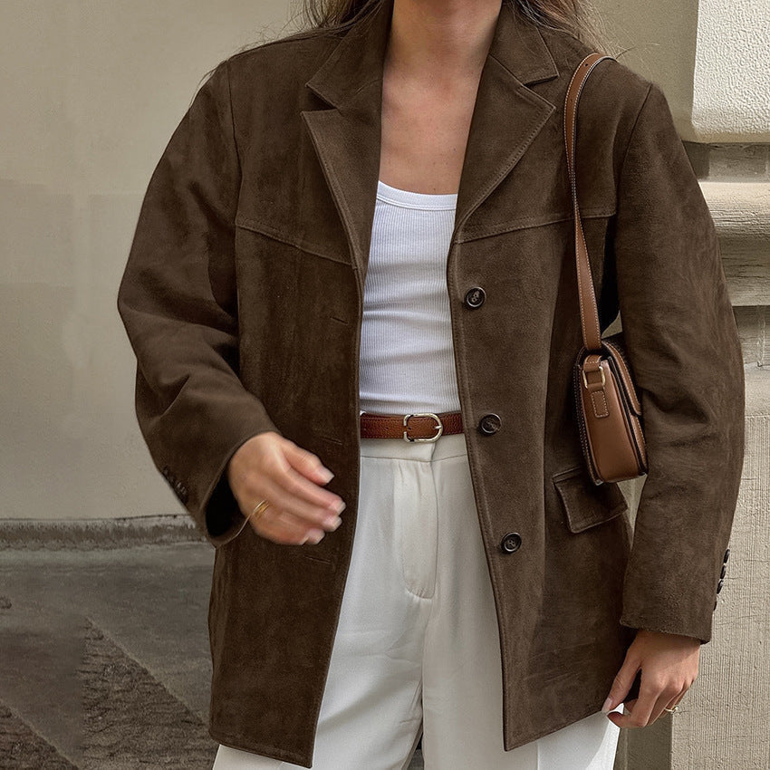 Braune Jacke in Wildleder-Optik | Eleganz und Komfort für kühle Tage