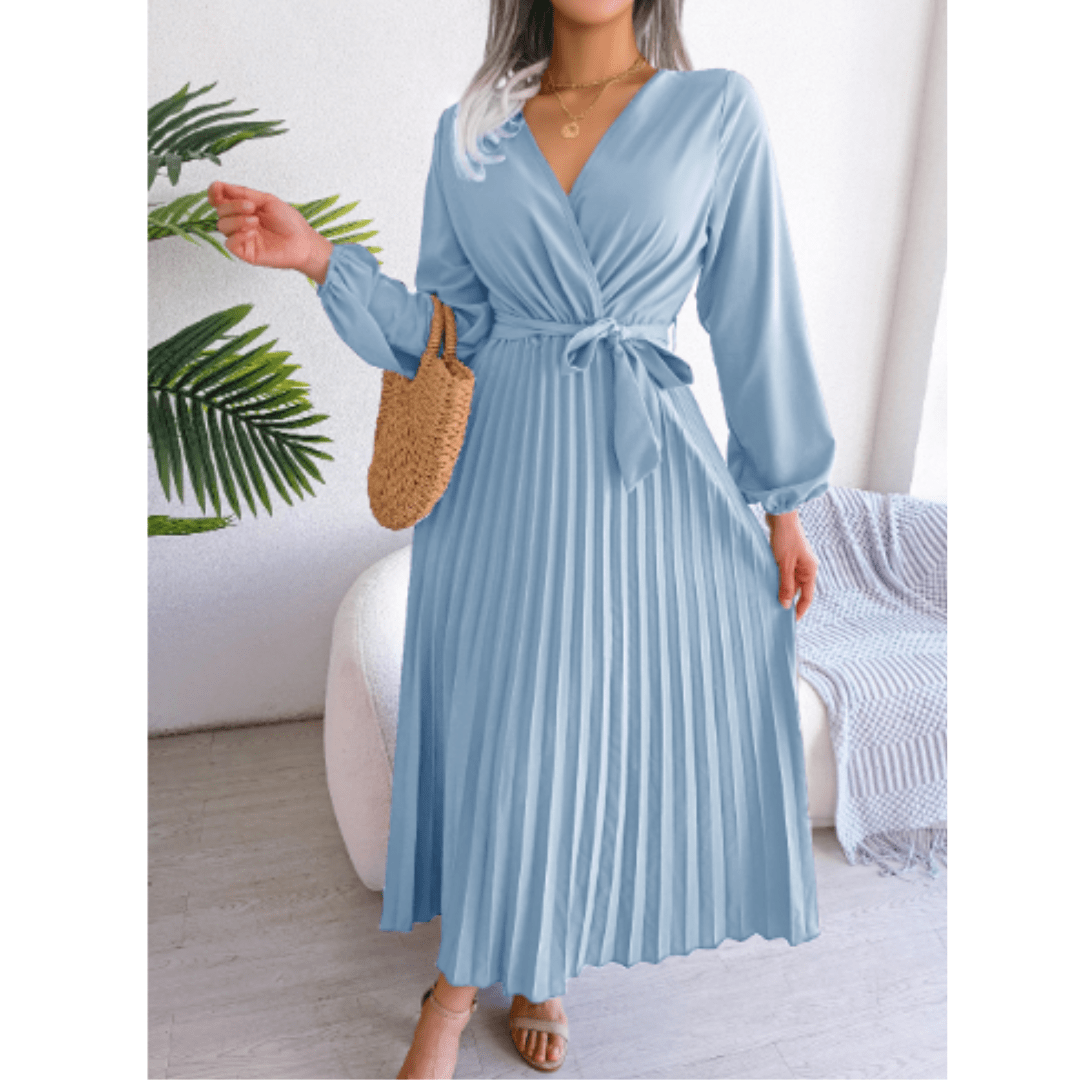 Damen Maxikleid Festlich Rosa V-Ausschnitt Elegantes Design für Hochzeiten und Sommeranlässe-5