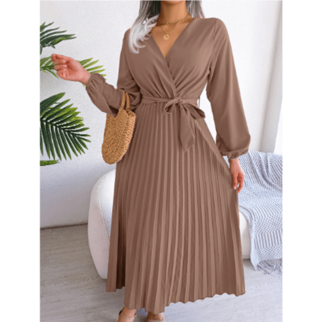 Damen Maxikleid Festlich Rosa V-Ausschnitt Elegantes Design für Hochzeiten und Sommeranlässe-6