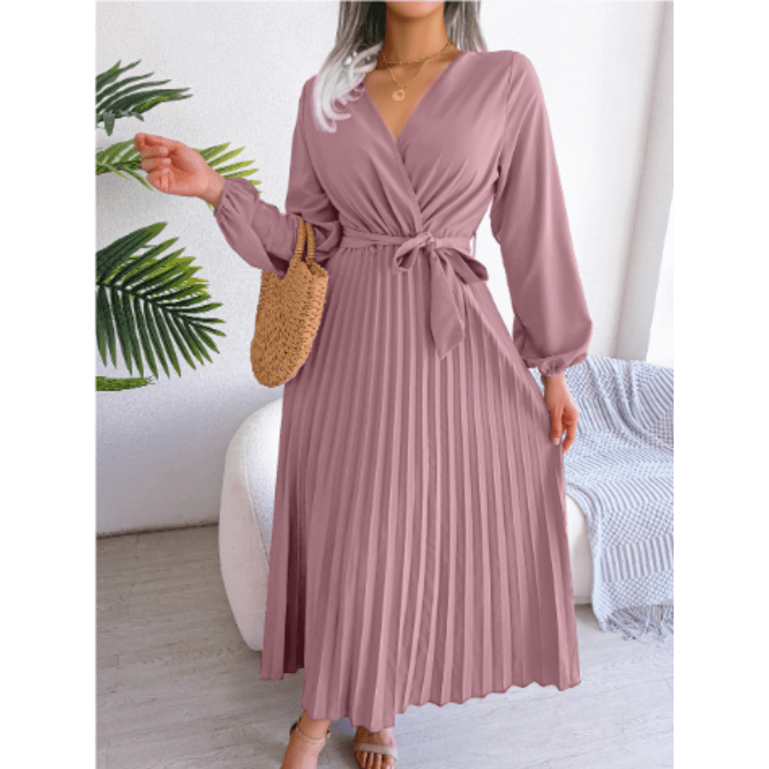 Variant image for Damen Maxikleid Festlich Rosa V-Ausschnitt Elegantes Design für Hochzeiten und Sommeranlässe-25