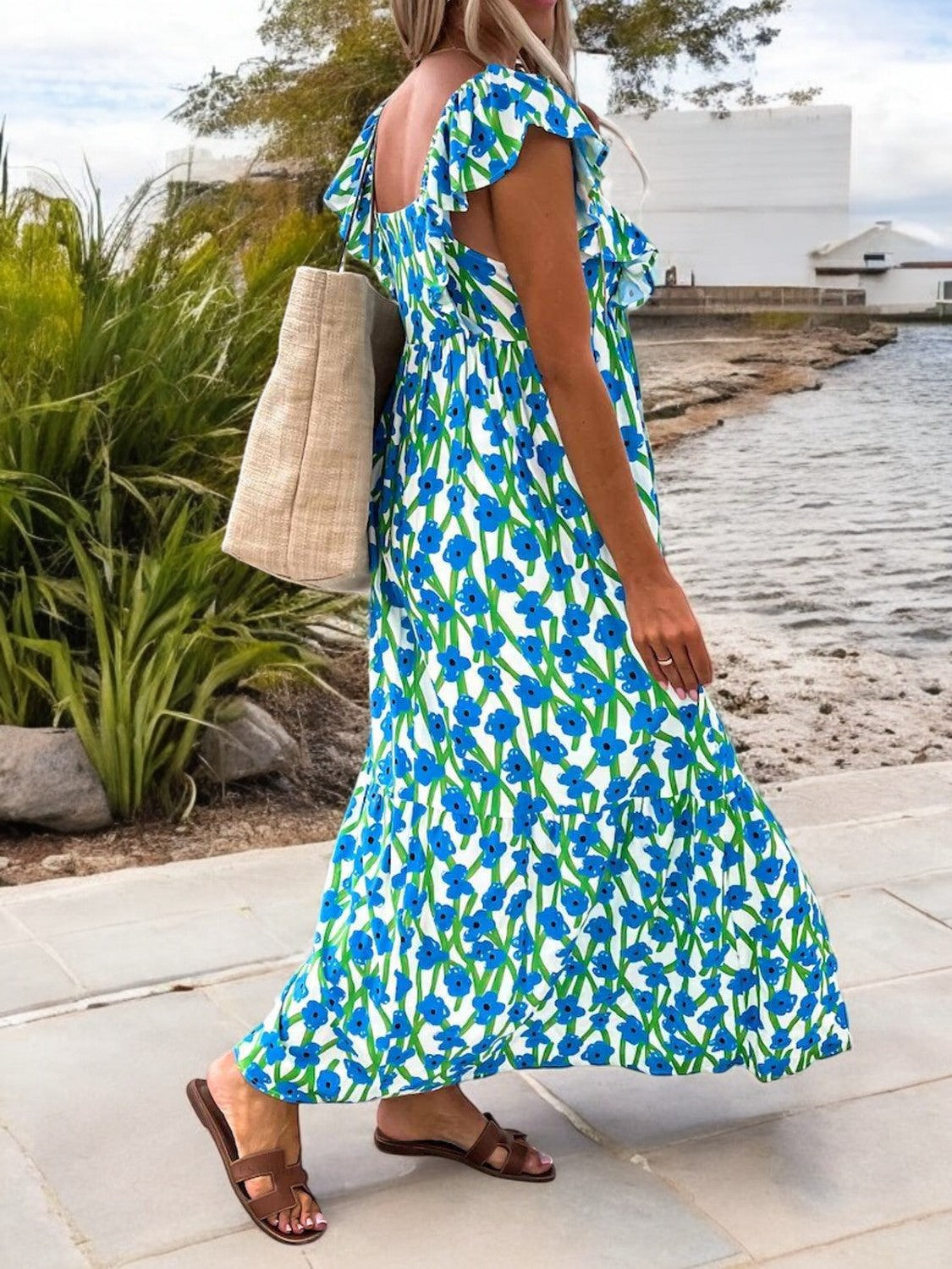 RUFFLED CAP SLEEVE MIDI-KLEID – Florales Sommerkleid mit Ärmeln