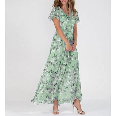 Damen Sommerkleid Blumendesign Luftig Vielseitig S M L XL 2XL 3XL Hochzeitsgast Kleid-5