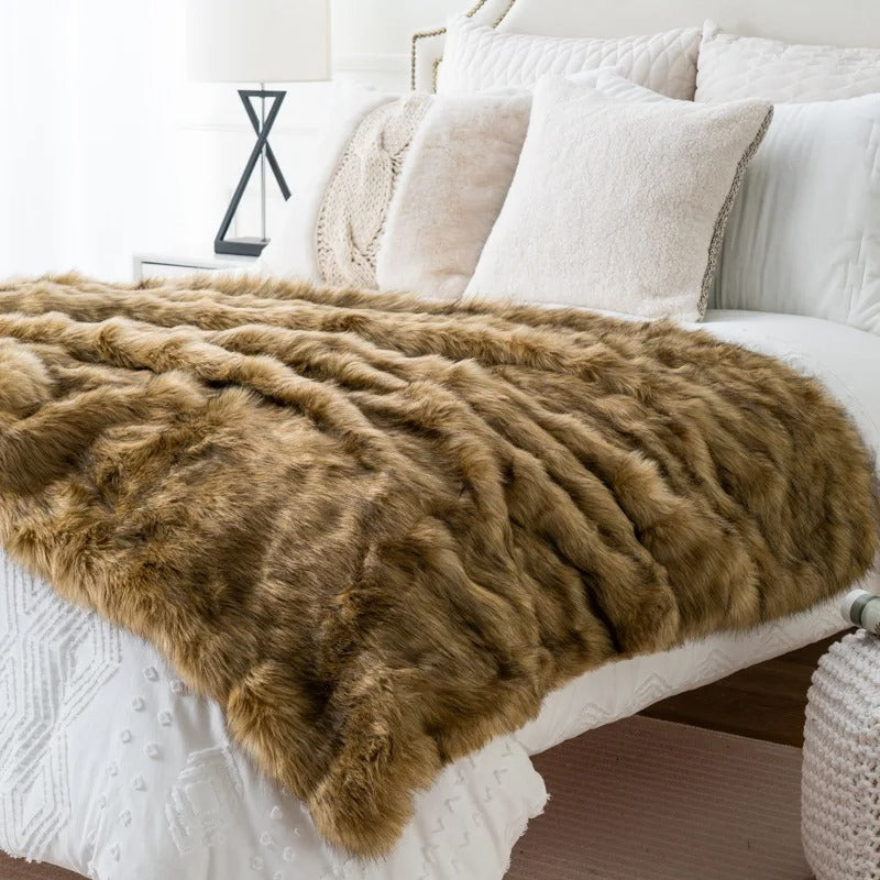 Luxus Faux Fur Decke 200 x 200 cm - Weich und Warm, Elegantes Kunstfell für Zuhause-3