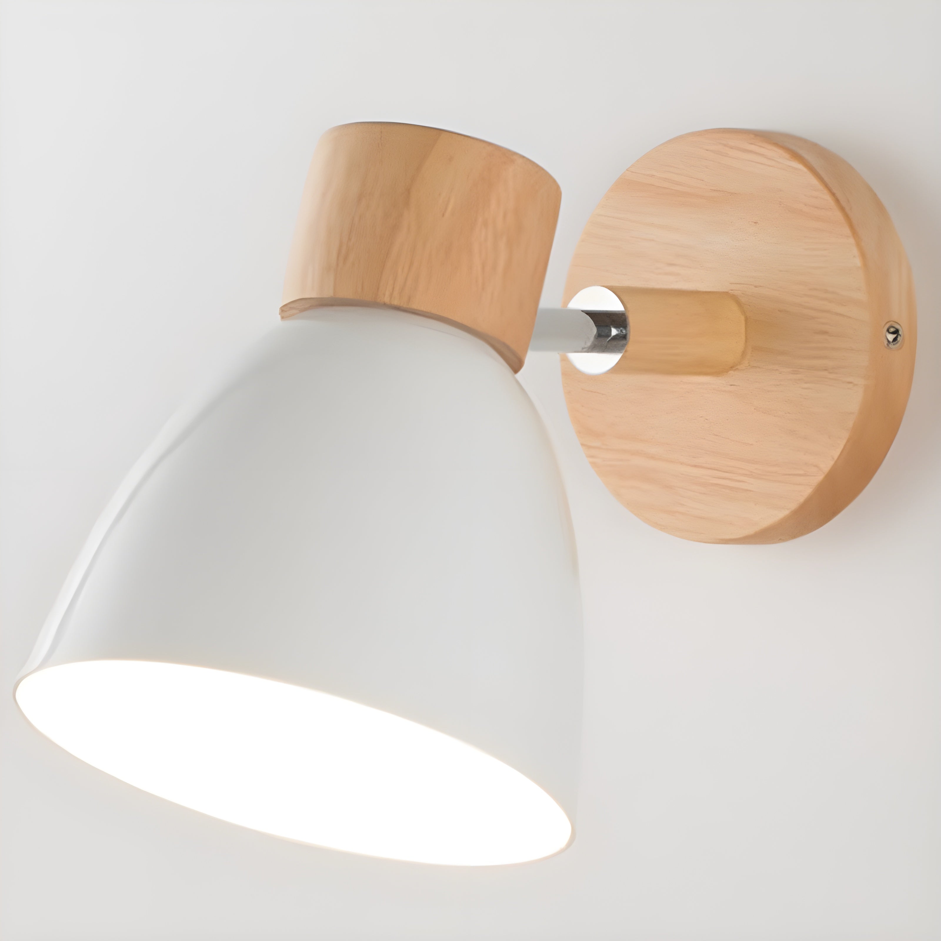 Nordische Wandlampe aus Holz mit Schalter - LED Wandleuchte für gemütliche Innenräume, verstellbarer Lenkkopf, kompakte Größe-1