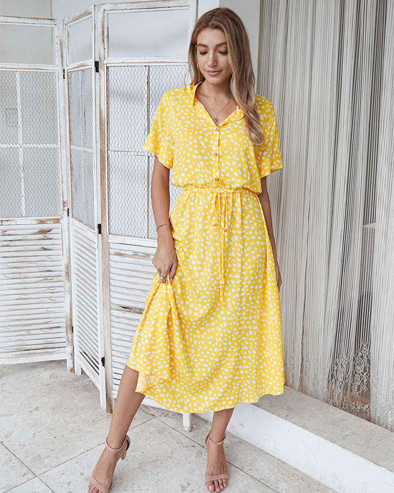 ZARAH – Boho Midi Kleid mit Blumenmuster und V-Ausschnitt