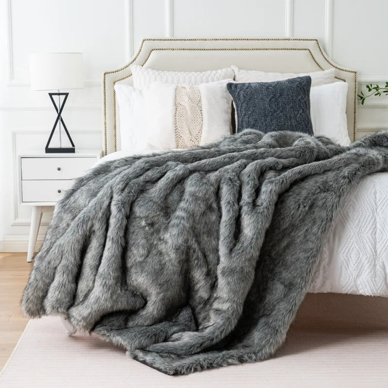 Luxus Faux Fur Decke 200 x 200 cm - Weich und Warm, Elegantes Kunstfell für Zuhause-4