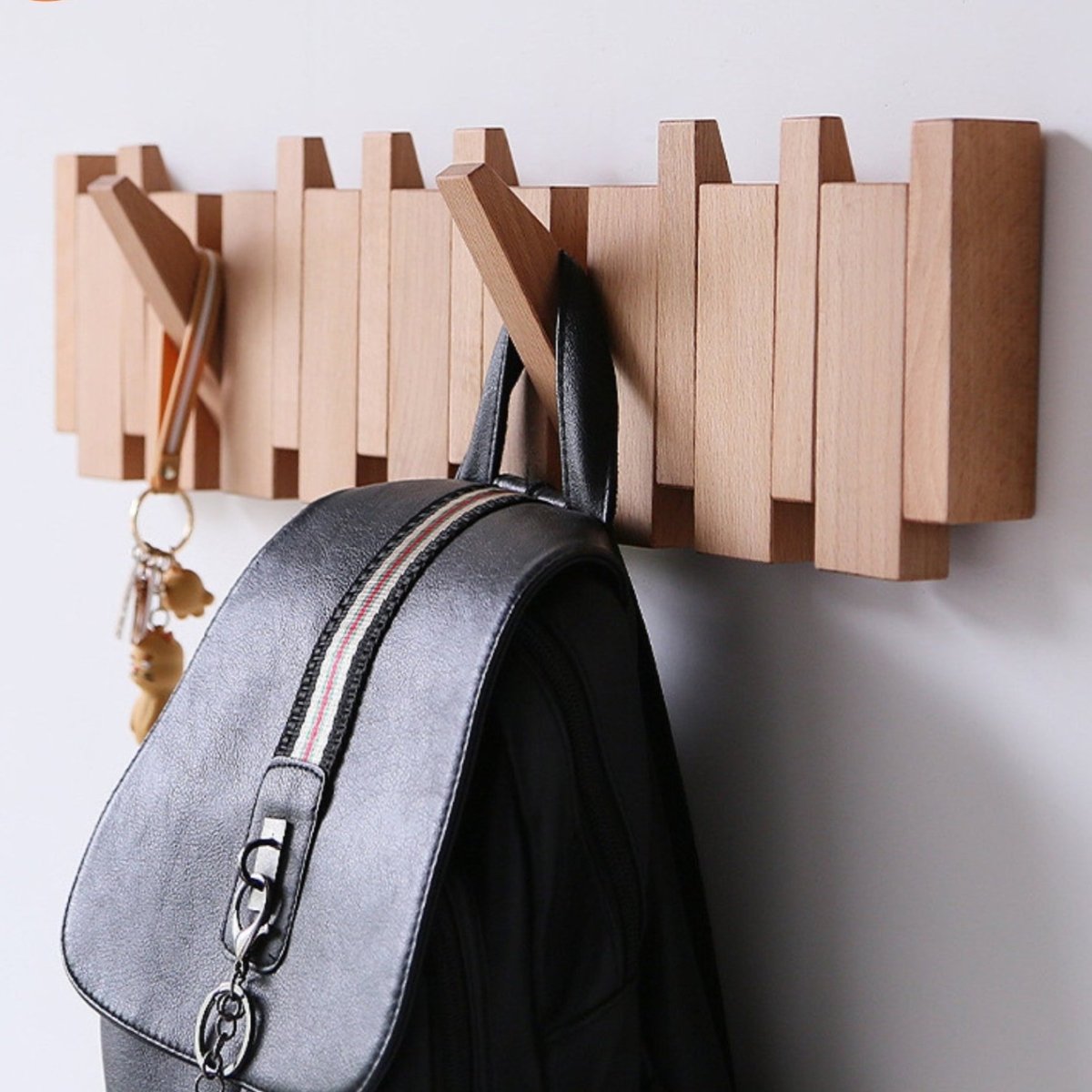 Variant image for Handgefertigter Garderobenhaken aus Holz für Flur und Schlafzimmer - Stilvolles Klavierdesign mit 4-10 Haken-2