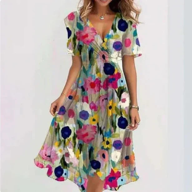 SIENNA – Elegantes Sommerkleid mit V-Ausschnitt und Flügelärmeln