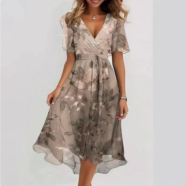 SIENNA – Elegantes Sommerkleid mit V-Ausschnitt und Flügelärmeln