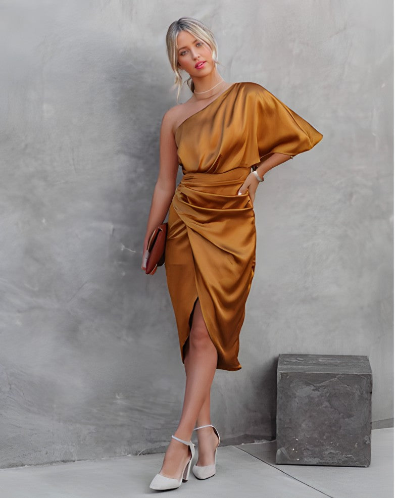 ARIANA – Seiden Cocktailkleid mit Spaghettiträgern