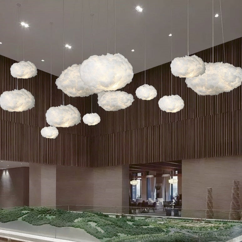 Wolkenbeleuchtung aus Baumwolle - Diffuser Lichtkranz für Gemütliche Räume, 50 cm, Modernes Design, Warmes Licht-6
