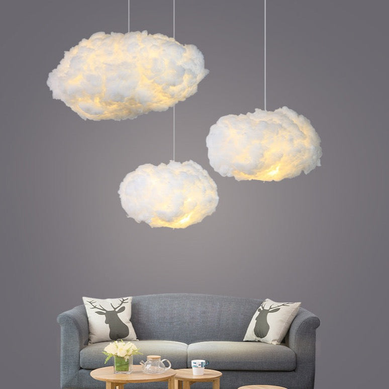 Wolkenbeleuchtung aus Baumwolle - Diffuser Lichtkranz für Gemütliche Räume, 50 cm, Modernes Design, Warmes Licht-4