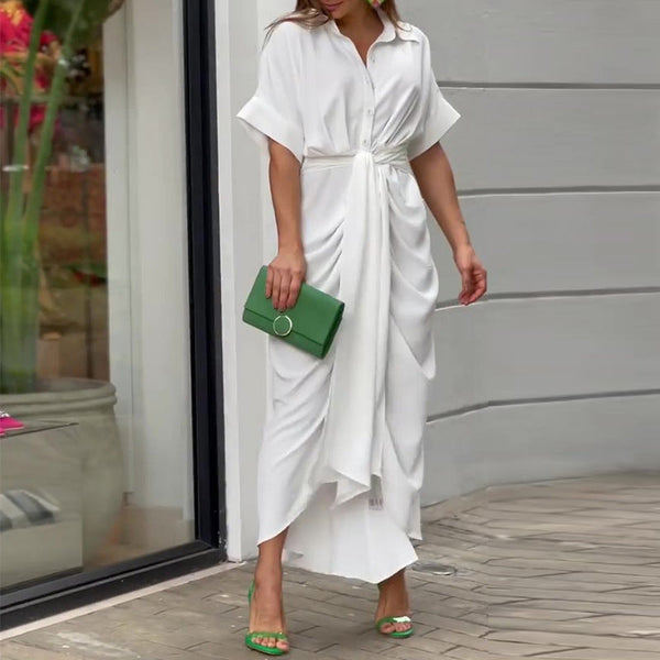CHIC ELEGANCE – Sommerkleid mit Schleifendetail und V-Ausschnitt