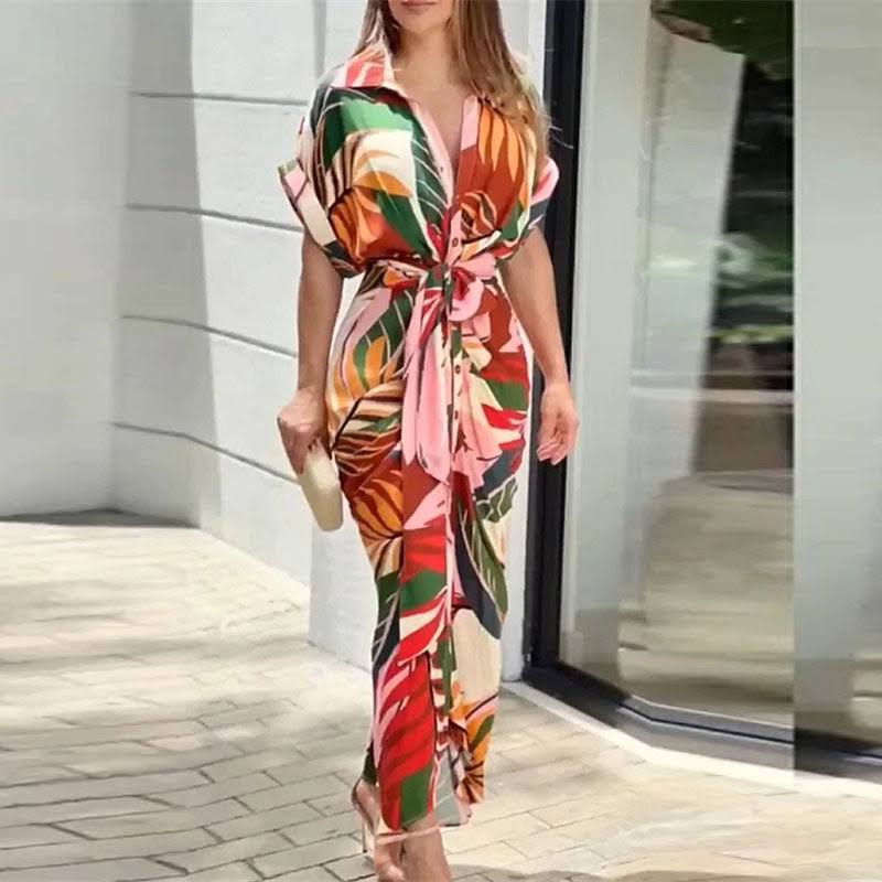 CHIC ELEGANCE – Sommerkleid mit Schleifendetail und V-Ausschnitt