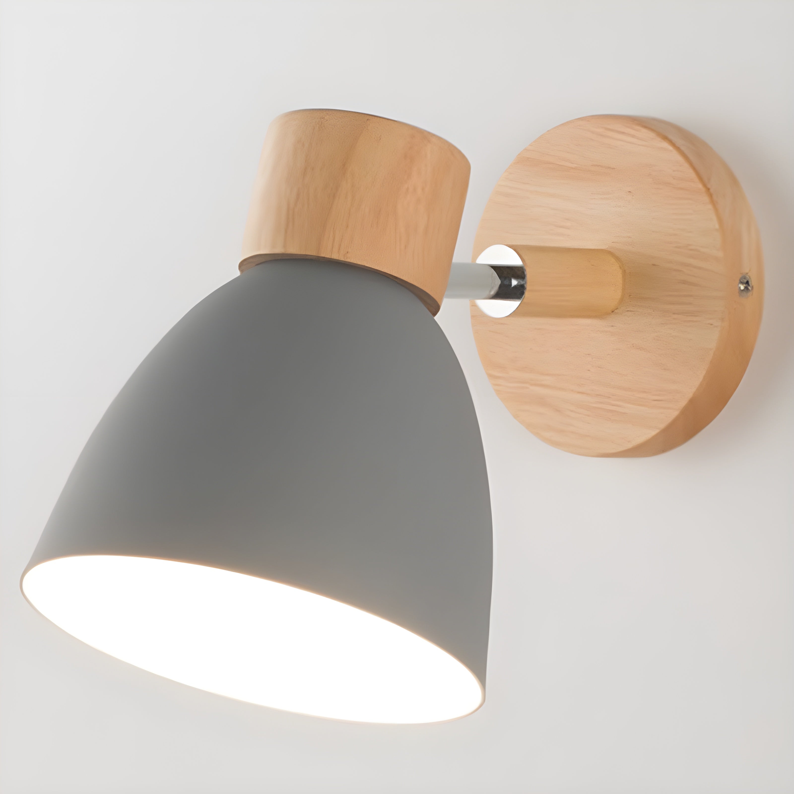 Nordische Wandlampe aus Holz mit Schalter - LED Wandleuchte für gemütliche Innenräume, verstellbarer Lenkkopf, kompakte Größe-3