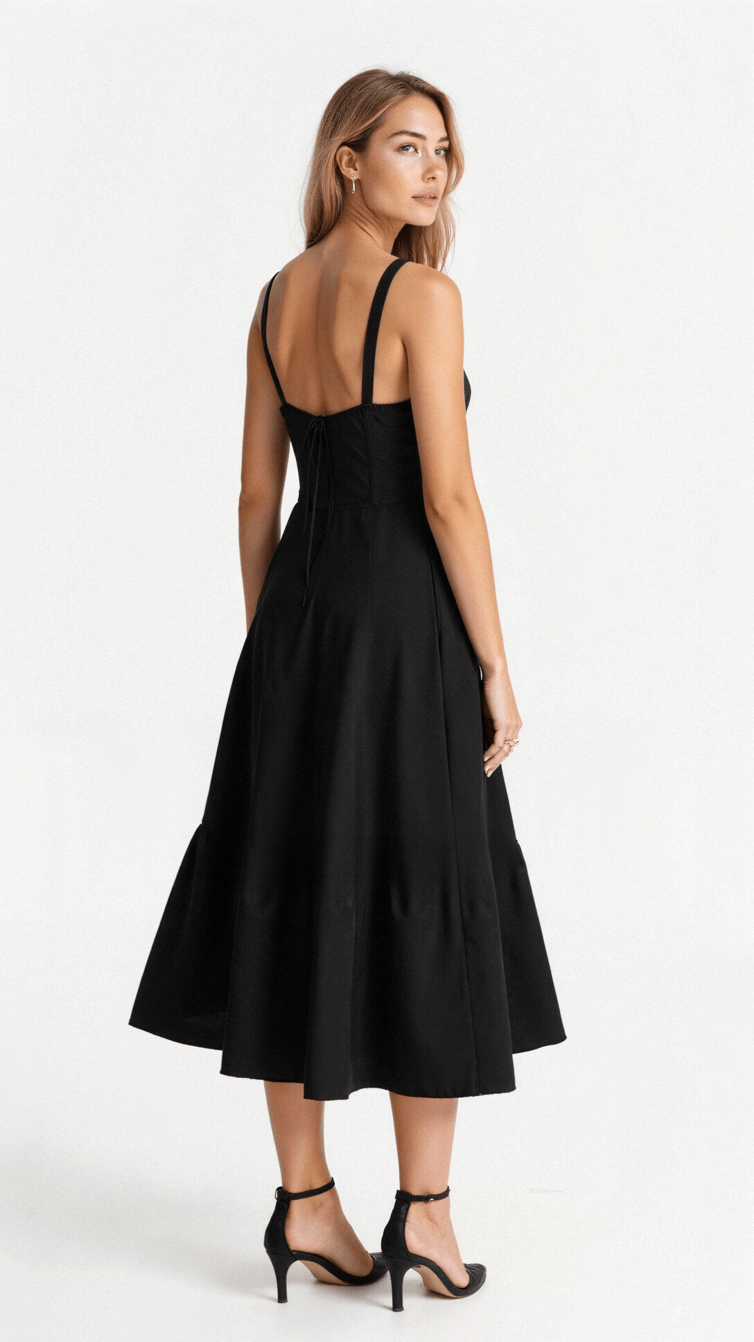 Damen Taillenkleid Bustier Design mit Seitenschlitz, Verstellbarer Schnürung, Festliches Kleid für Hochzeitsgast, Sommerkleider-4