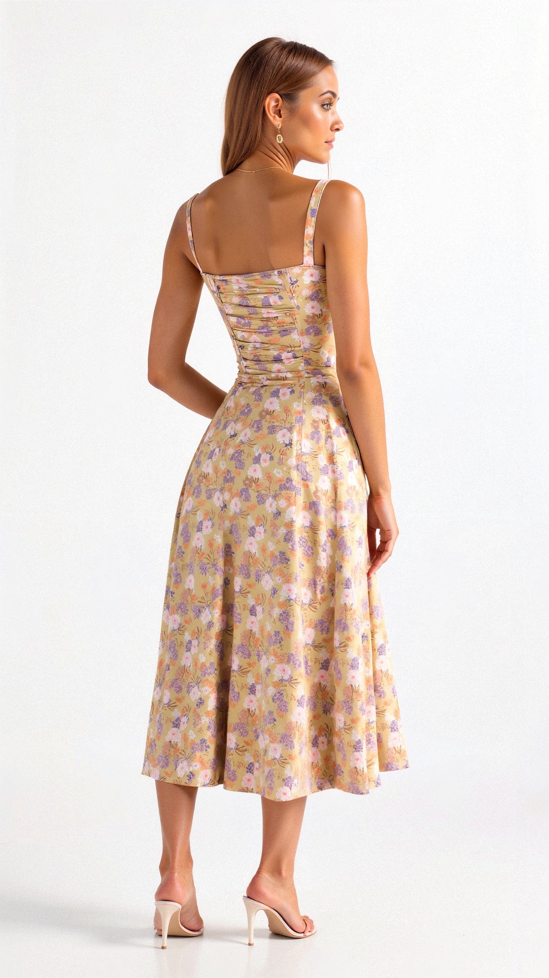 Damen Taillenkleid Bustier Design mit Seitenschlitz, Verstellbarer Schnürung, Festliches Kleid für Hochzeitsgast, Sommerkleider-3