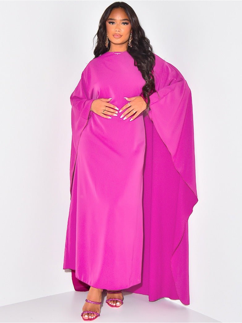 Damen Maxikleid Cape Stil Elegante Silhouette Fließendes Material Maxilänge für Sommer Festliche Anlässe-5