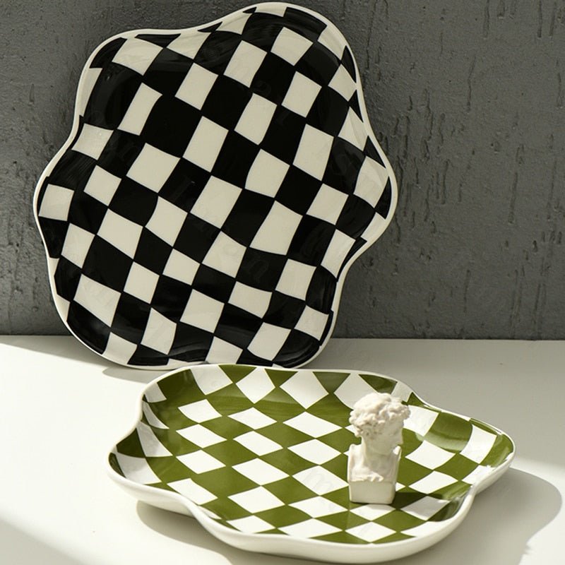 Moderne Keramik Lagerschale im Chequerboard-Design - Schwarz-Weißes Aufbewahrungstablett für Schmuck und Snacks-3
