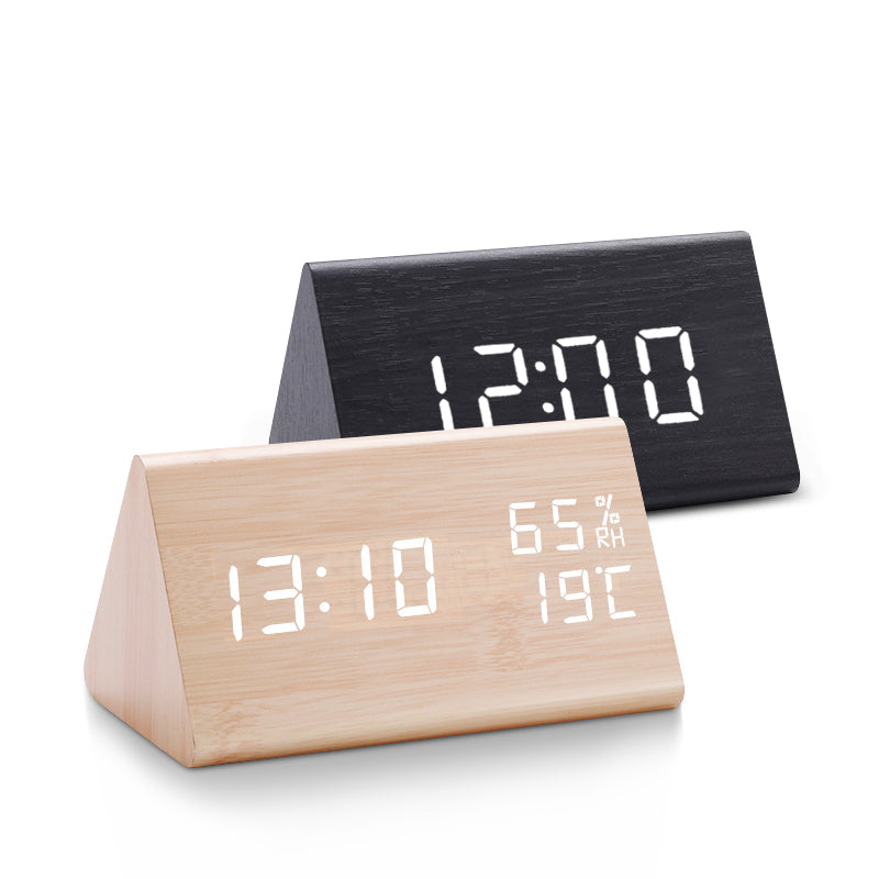 Moderner Holz-Funkwecker Digital mit LED-Anzeige - Minimalistisches Design, Temperaturanzeige, zwei Größen verfügbar-3