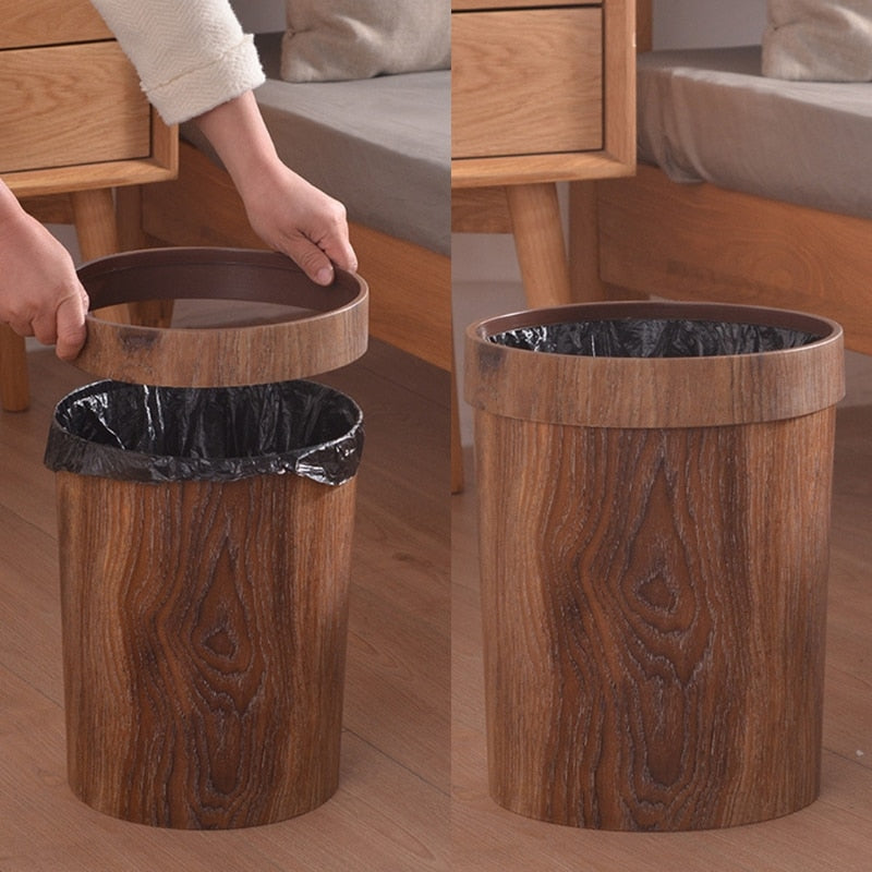 Minimalistischer Holzmüllbehälter 8L - Vielseitiger Mülleimer für Küche, Bad und Büro, 22x29cm, Langlebig und Elegant-3