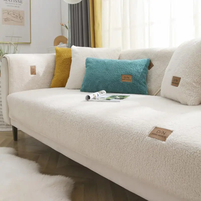 Wasserdichte Sherpa-Fleece-Sofaabdeckung mit Rutschfester Unterseite - Dicke und Pflegeleichte Couchdecke in Verschiedenen Größen-2